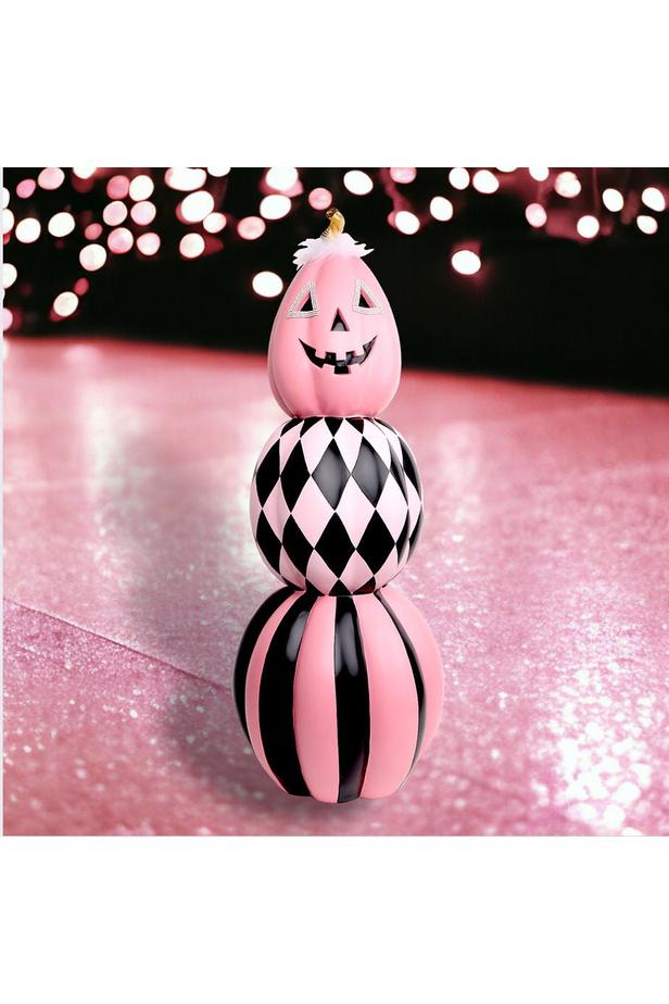 Shop For Boo Ville Pink Black Pumpkin Stack 40" at Michelle's aDOORable Creations