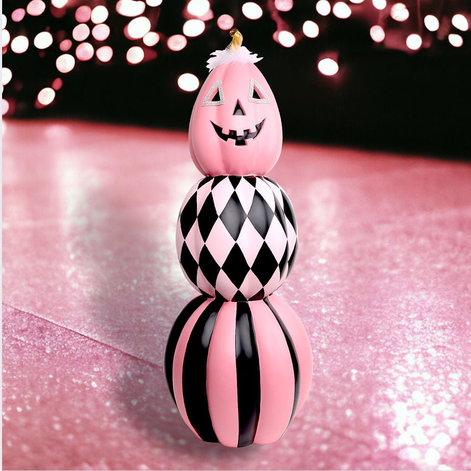 Shop For Boo Ville Pink Black Pumpkin Stack 40" at Michelle's aDOORable Creations