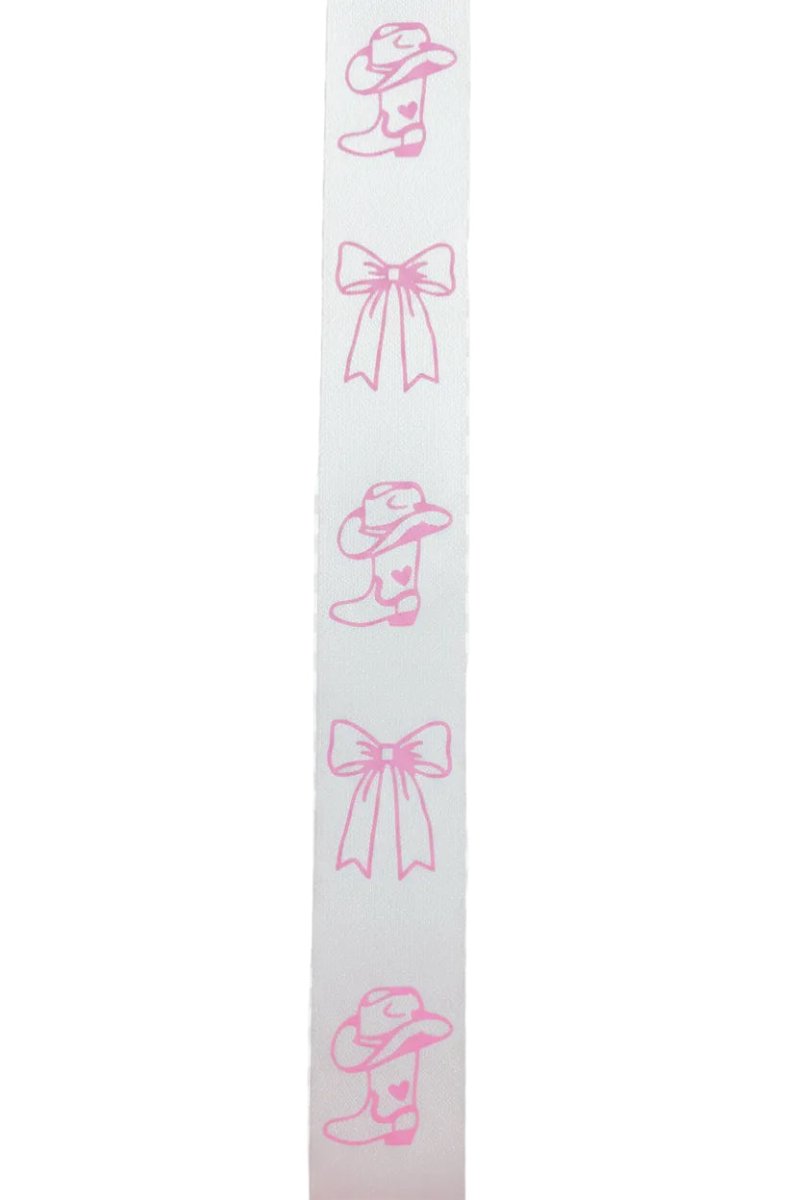 Shop For Boots & Bows Ribbon Num 9: White/Pink 100 yd