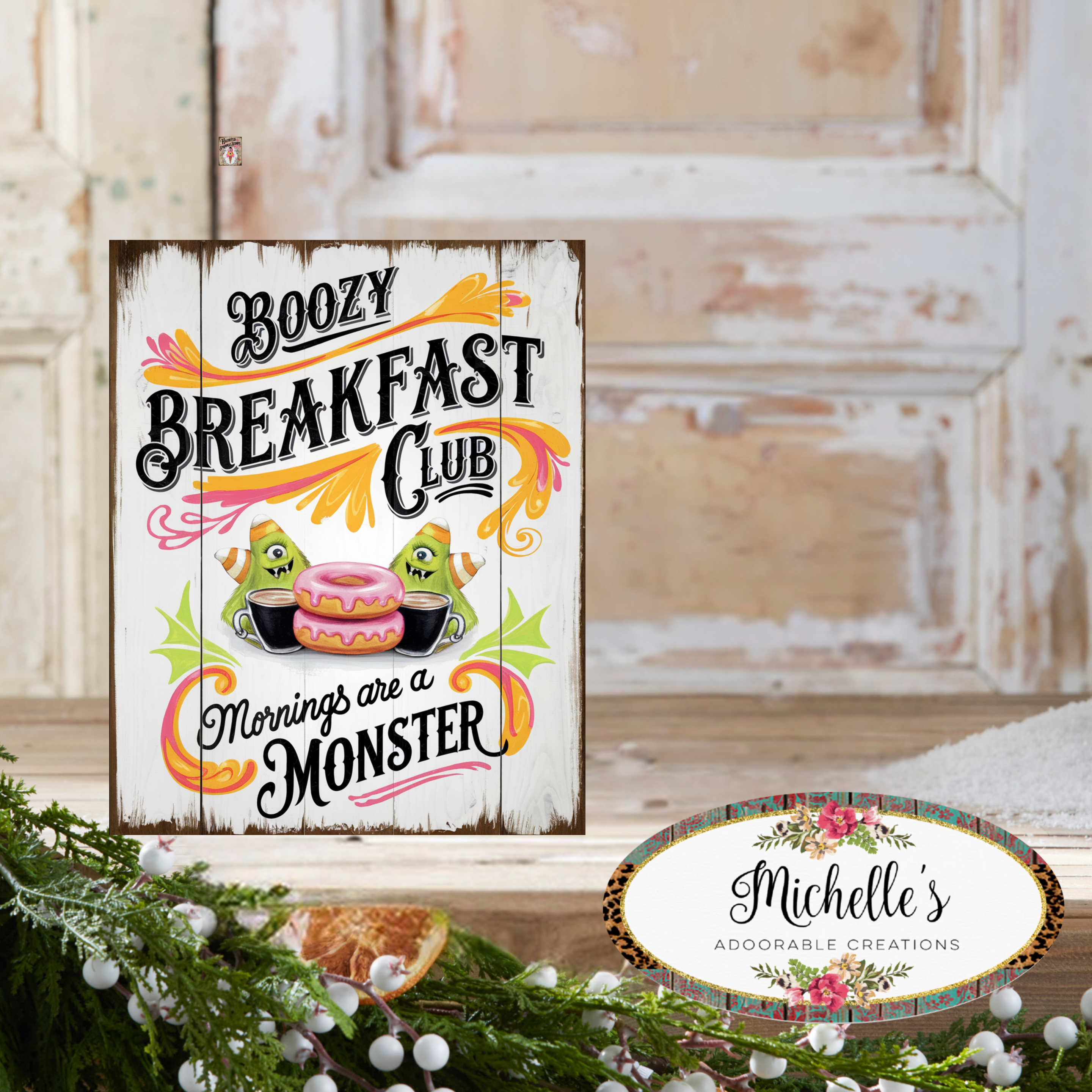 Shop For Boozy Breakfast Club Monster Halloween Sign
