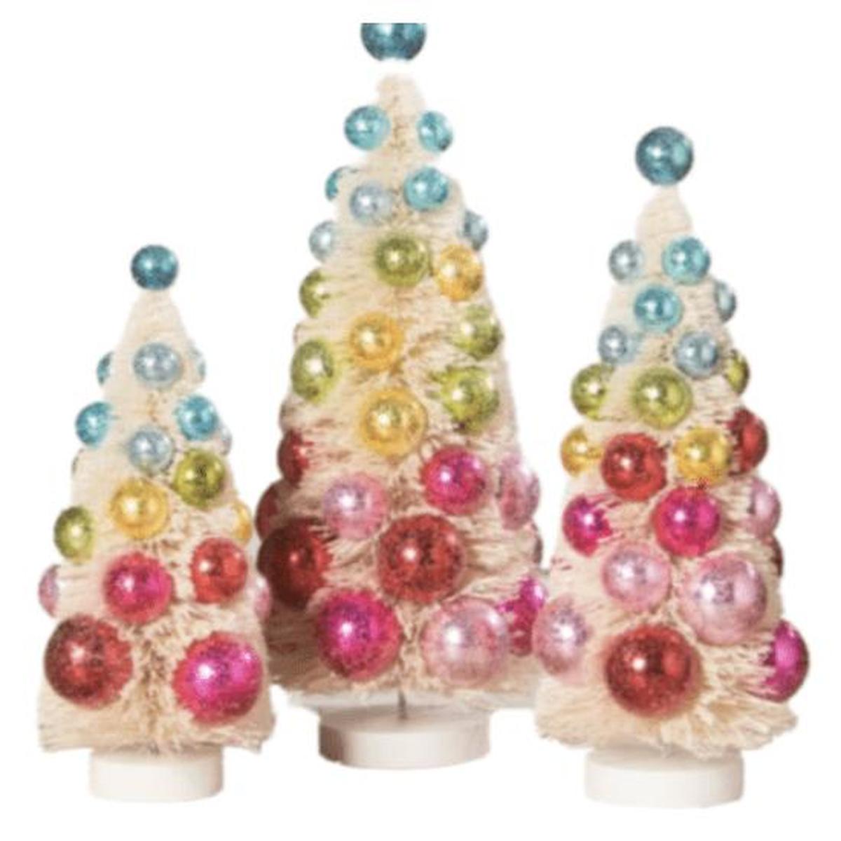 Shop For Bright Hues Polka Dot Bottle Brush Trees Set/3 by Bethany Lowe Designs