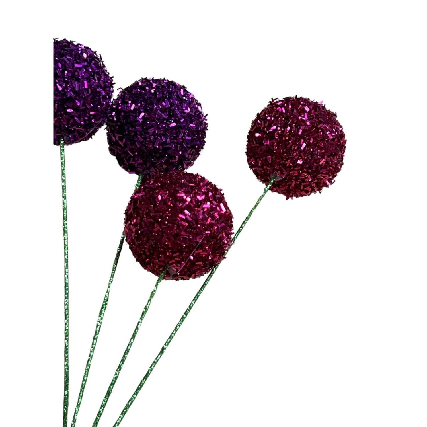 Bright Tinsel Ball Spray 16"