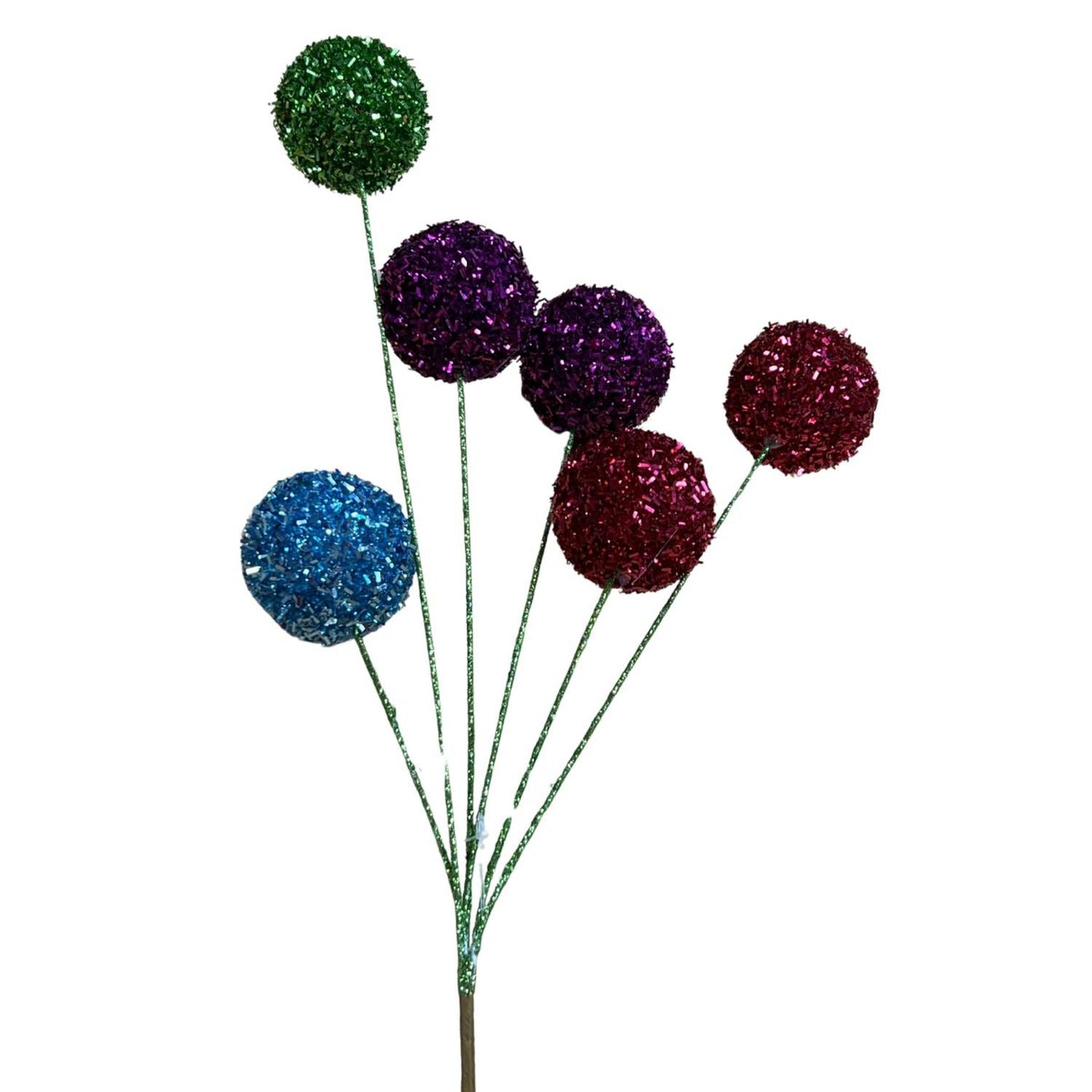 Bright Tinsel Ball Spray 16"