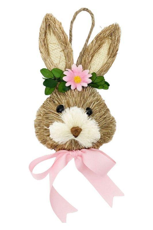 Shop For Bunny Head Ornament with Flowers at Michelle's aDOORable Creations