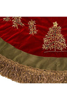 Shop For Burgundy Velvet Ribbon Tree Skirt With Green Tassel Border