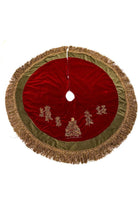 Shop For Burgundy Velvet Ribbon Tree Skirt With Green Tassel Border