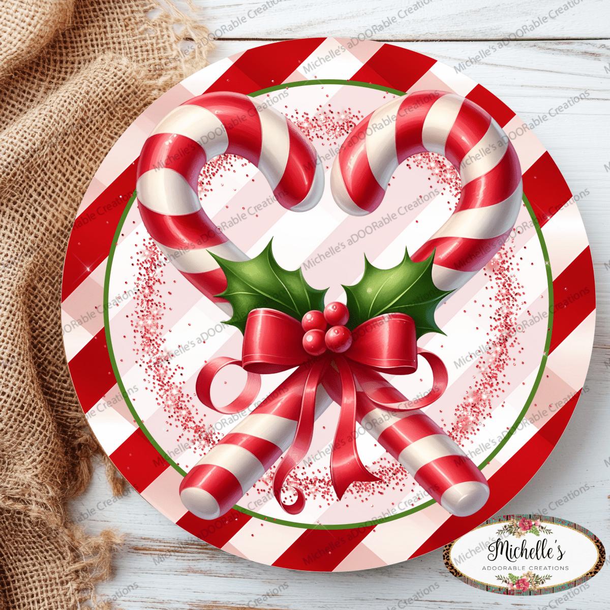 Shop For Candy Cane Heart Round Sign