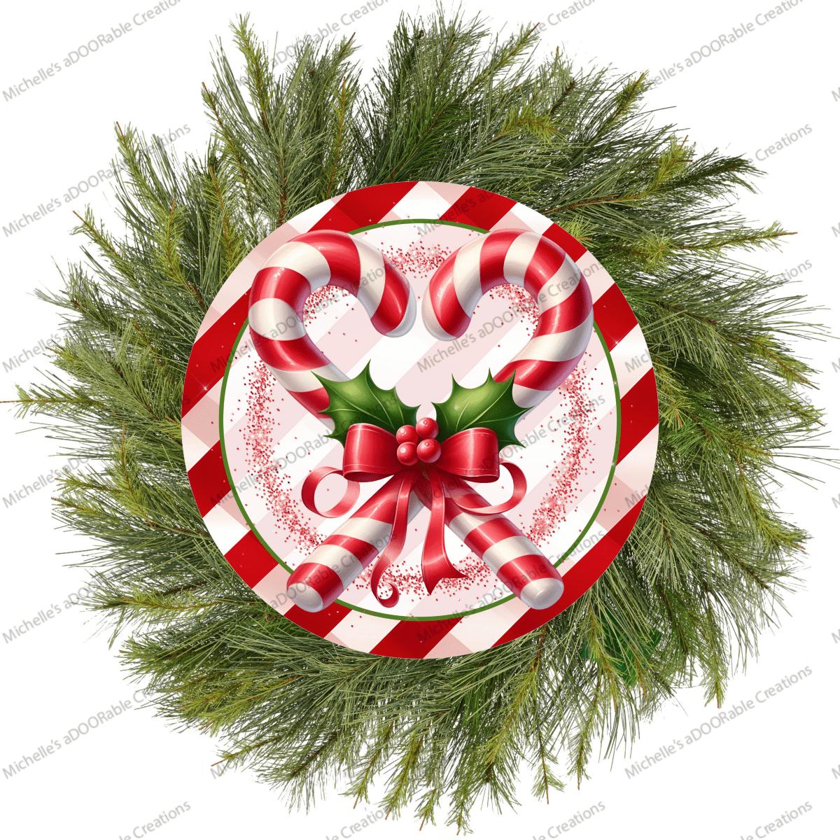 Shop For Candy Cane Heart Round Sign