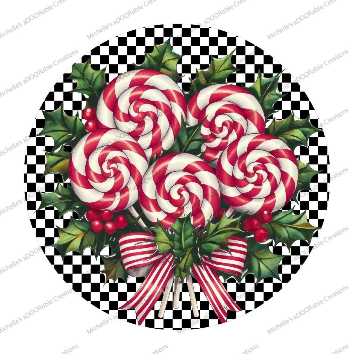 Shop For Candy Cane Peppermint Black White Sign
