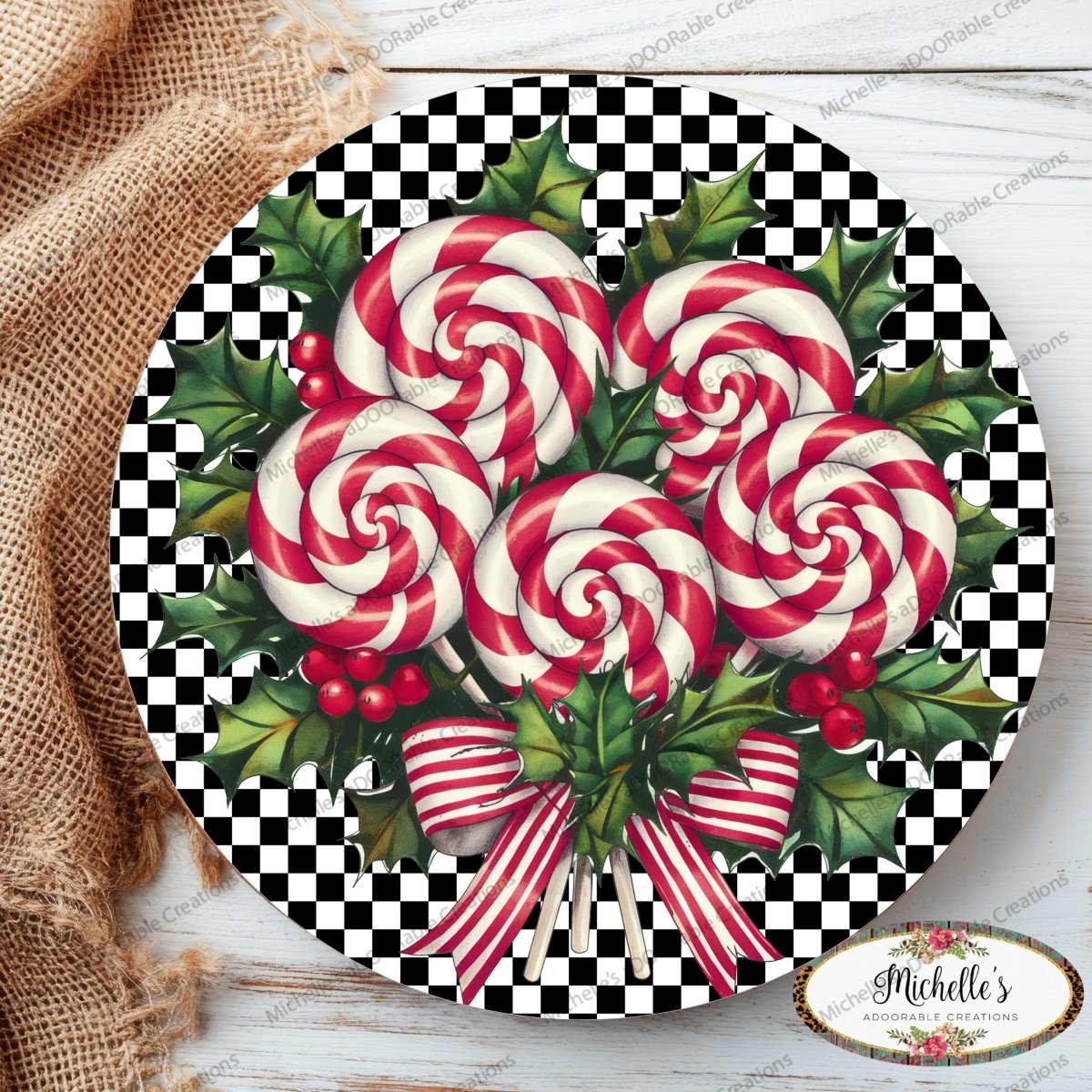 Shop For Candy Cane Peppermint Black White Sign