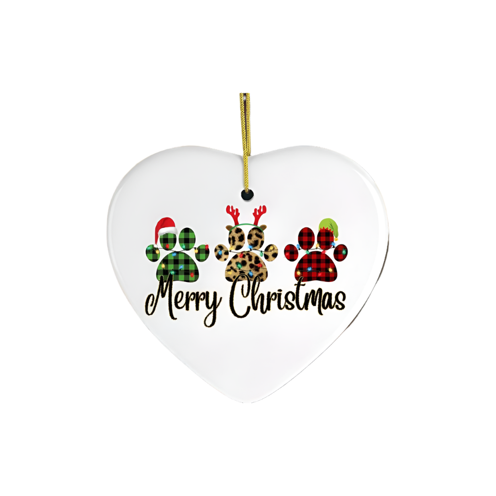 Shop For Cat Paw Plaid Prints Christmas Ornament