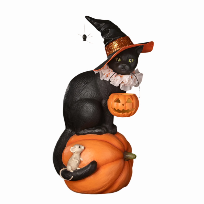 Shop For Cat Witch on Pumpkin Figurine
