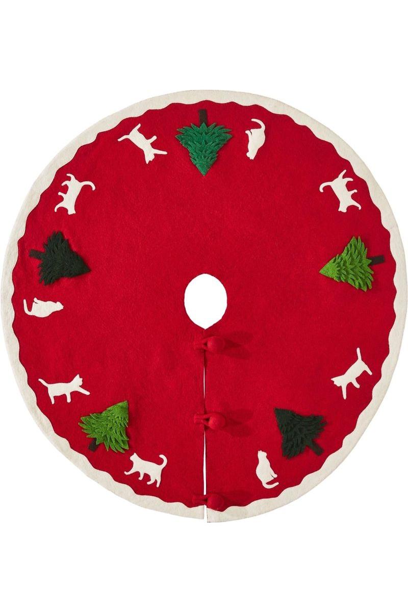 Shop For Cats & Green Trees Hand - Felted Christmas Tree Skirt at Michelle's aDOORable Creations