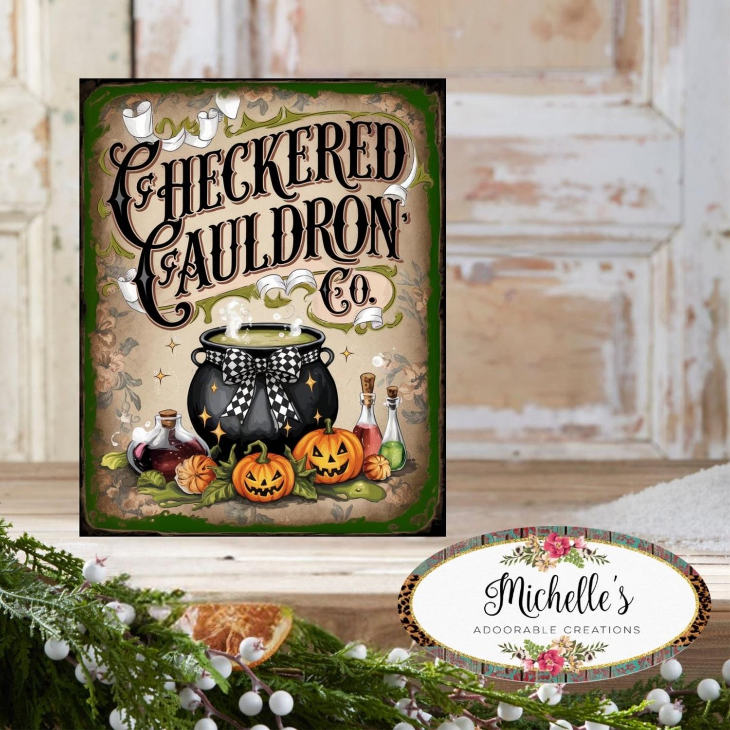 Shop For Checkered Cauldron Co Halloween Sign