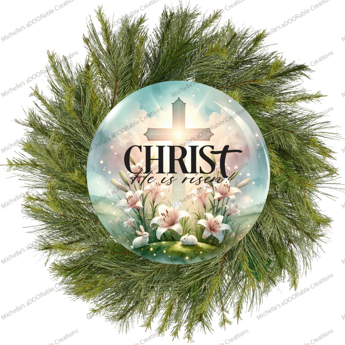 Shop For Christ He Is Risen Cross Round Easter Sign