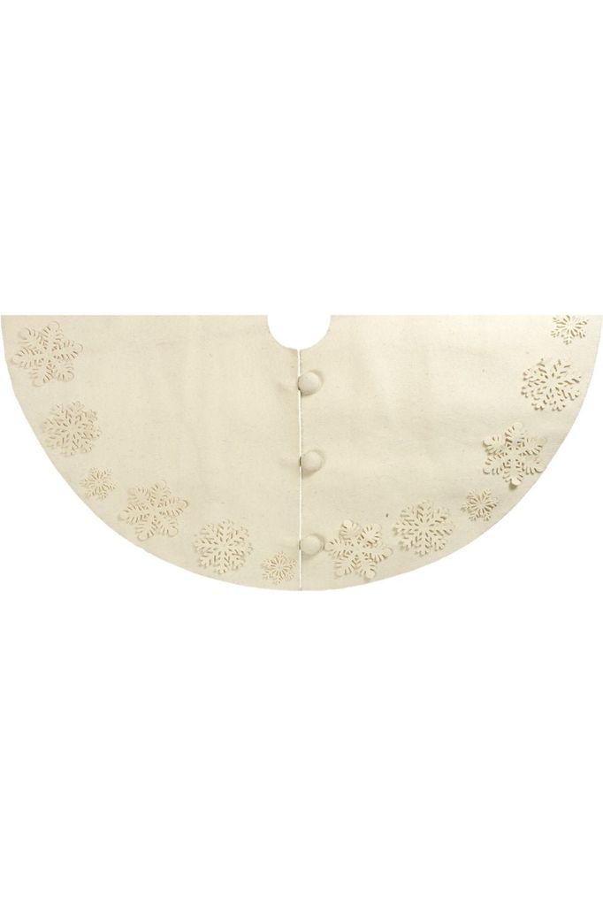 Shop For Christmas Cream Felt Tree Skirt Tacked Snowflakes 72" at Michelle's aDOORable Creations