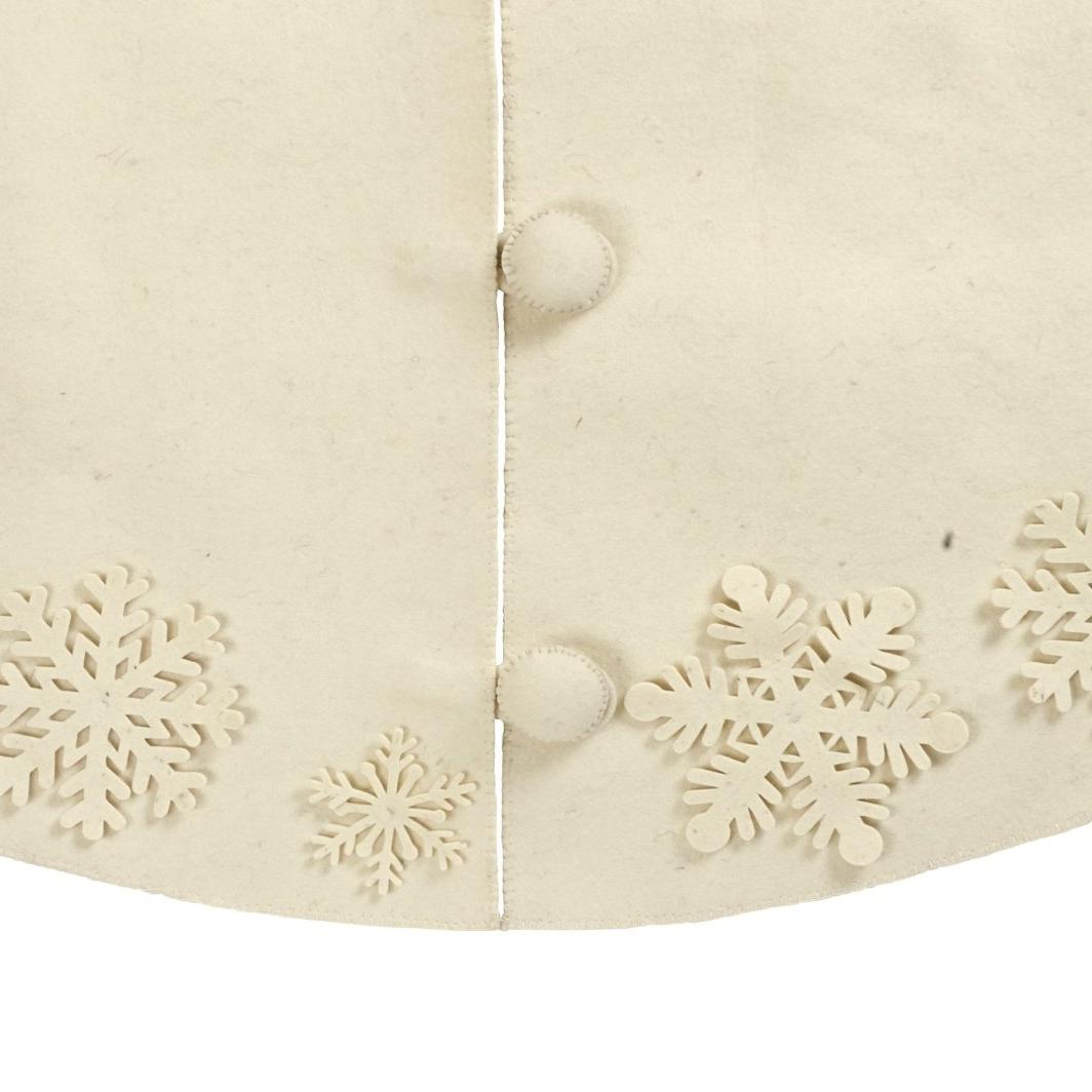 Shop For Christmas Cream Felt Tree Skirt Tacked Snowflakes 72" at Michelle's aDOORable Creations