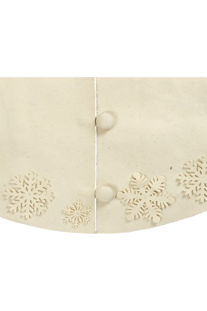 Shop For Christmas Cream Felt Tree Skirt Tacked Snowflakes 72" at Michelle's aDOORable Creations