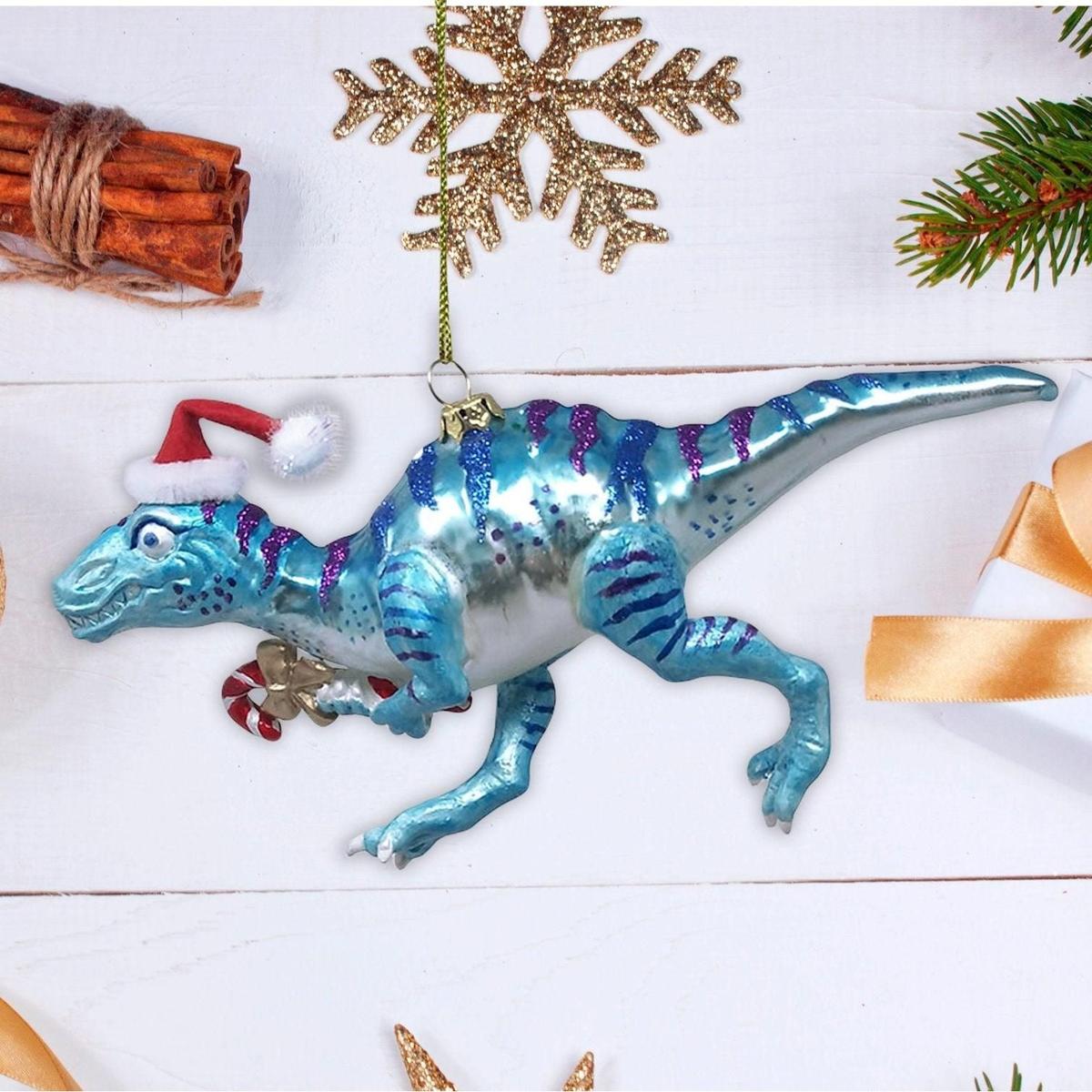 Shop For Christmas Dinosaur Raptor Glass Ornament
