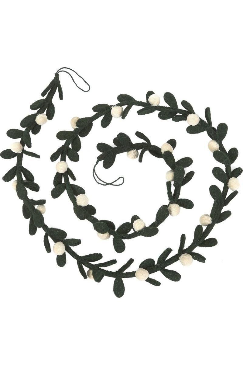 Shop For Christmas Garland Cream Velvet Balls and Felt Mistletoe at Michelle's aDOORable Creations