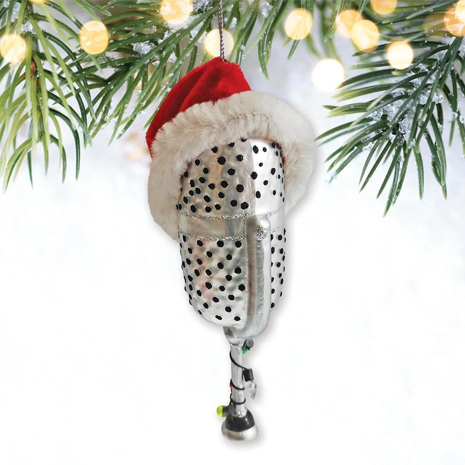 Shop For Christmas Microphone Glass Ornament