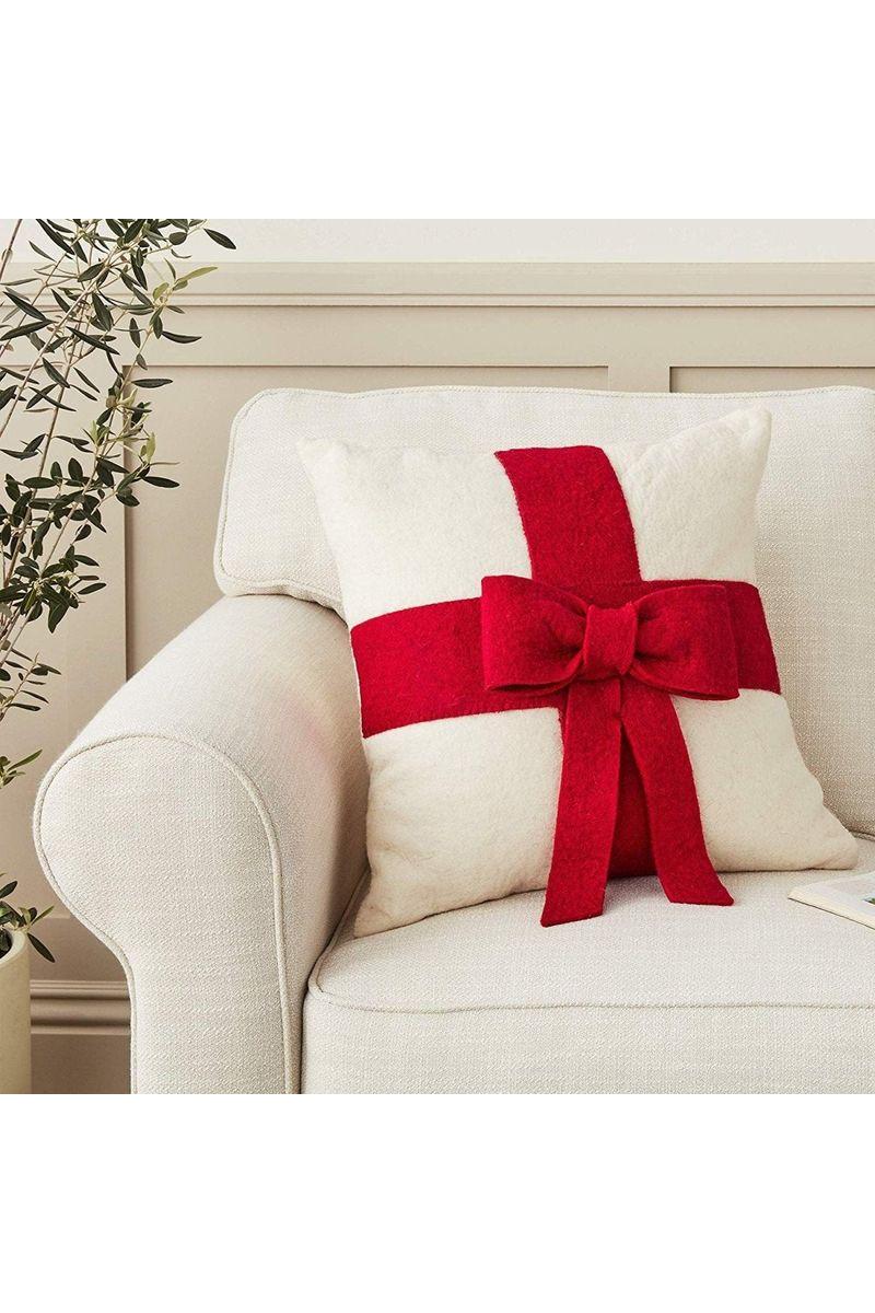 Shop For Christmas Pillow Cover, Red and Cream 14" at Michelle's aDOORable Creations