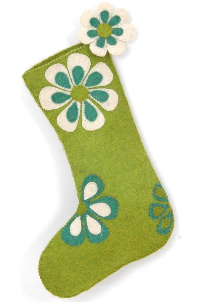 Shop For Christmas Stocking Flower Power in Green at Michelle's aDOORable Creations