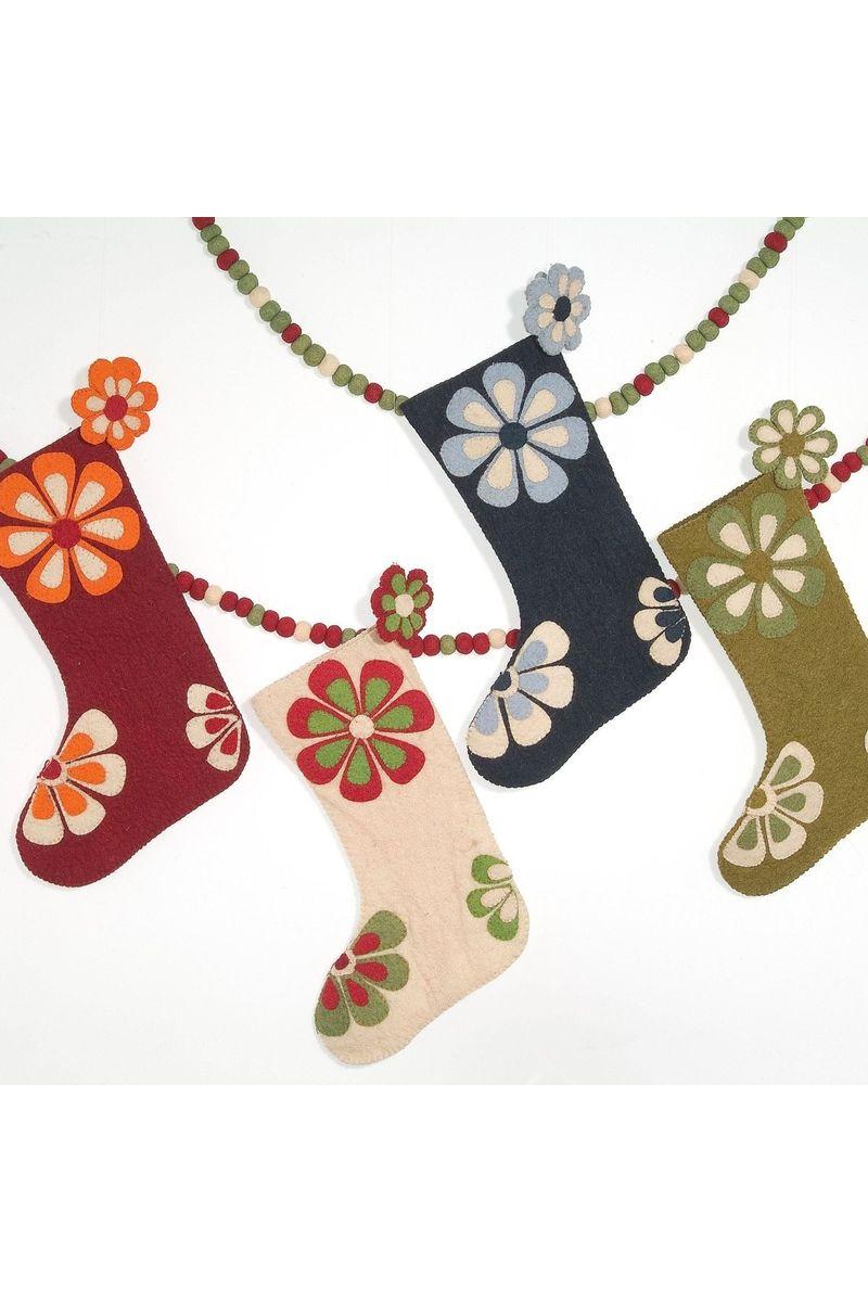 Shop For Christmas Stocking Flower Power in Green at Michelle's aDOORable Creations