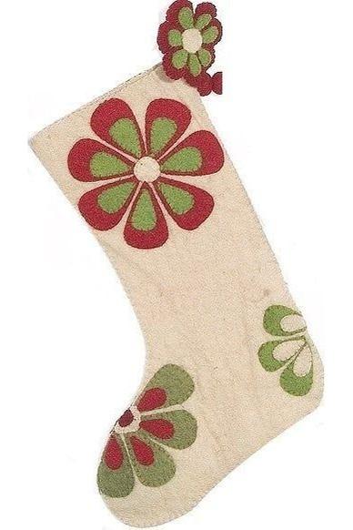 Shop For Christmas Stocking Flower Power Ivory/Red/Green at Michelle's aDOORable Creations