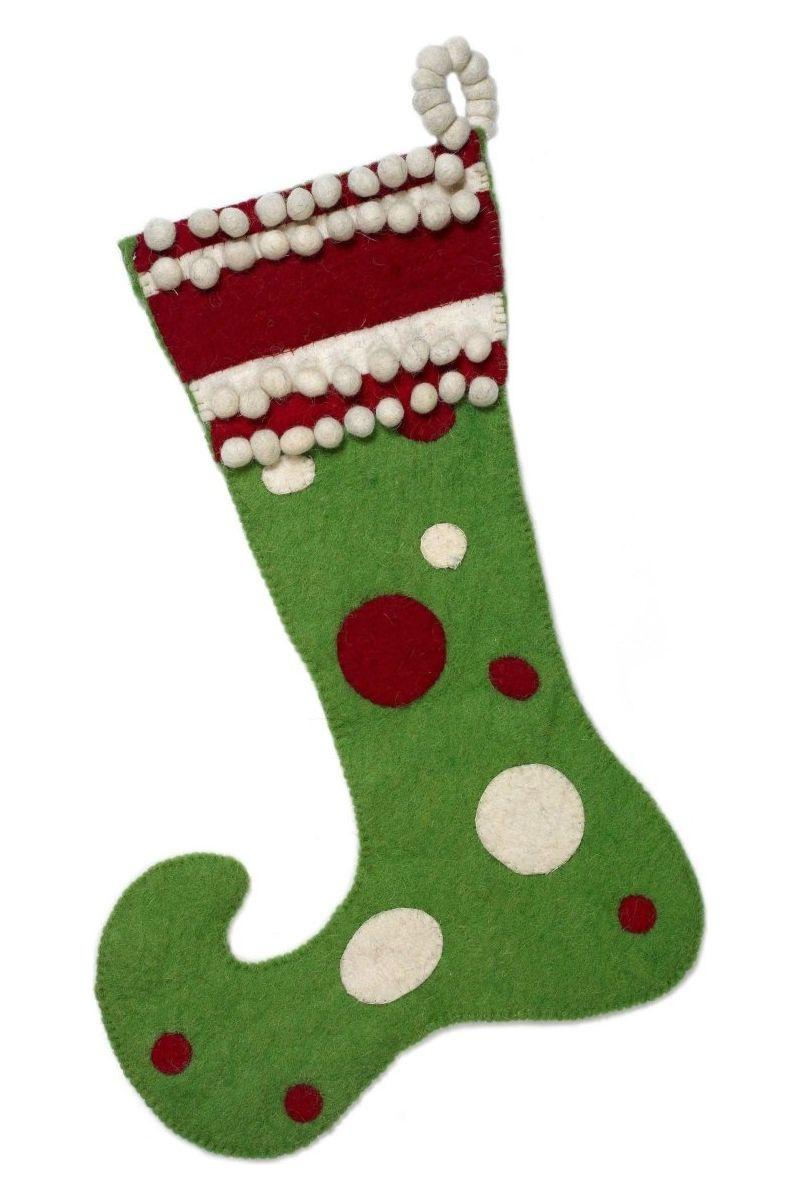 Shop For Christmas Stocking Green Jester with Red at Michelle's aDOORable Creations