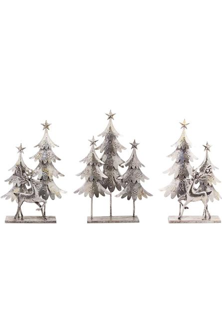 Shop For Christmas Tree and Deer Tabletop Decors, Set of 3, Metal 80522DS