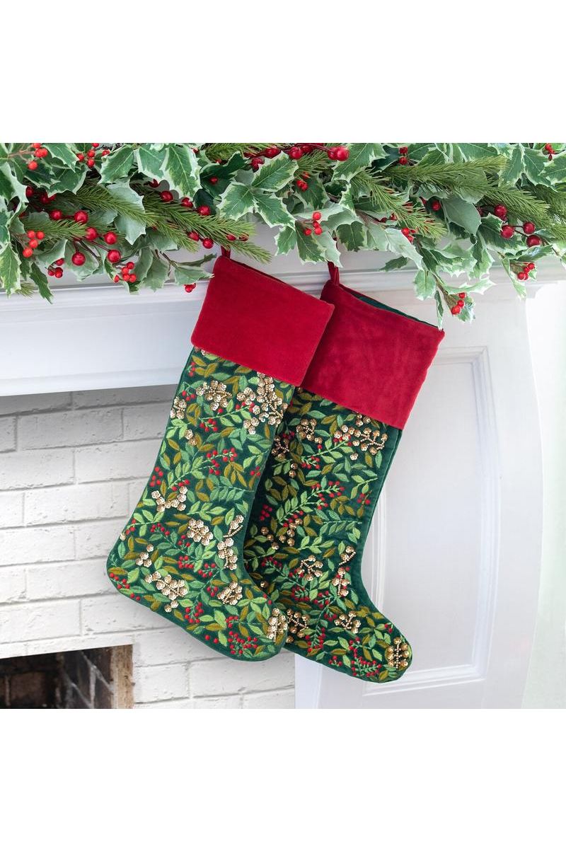 Shop For Christmas Wreath Velvet Stocking