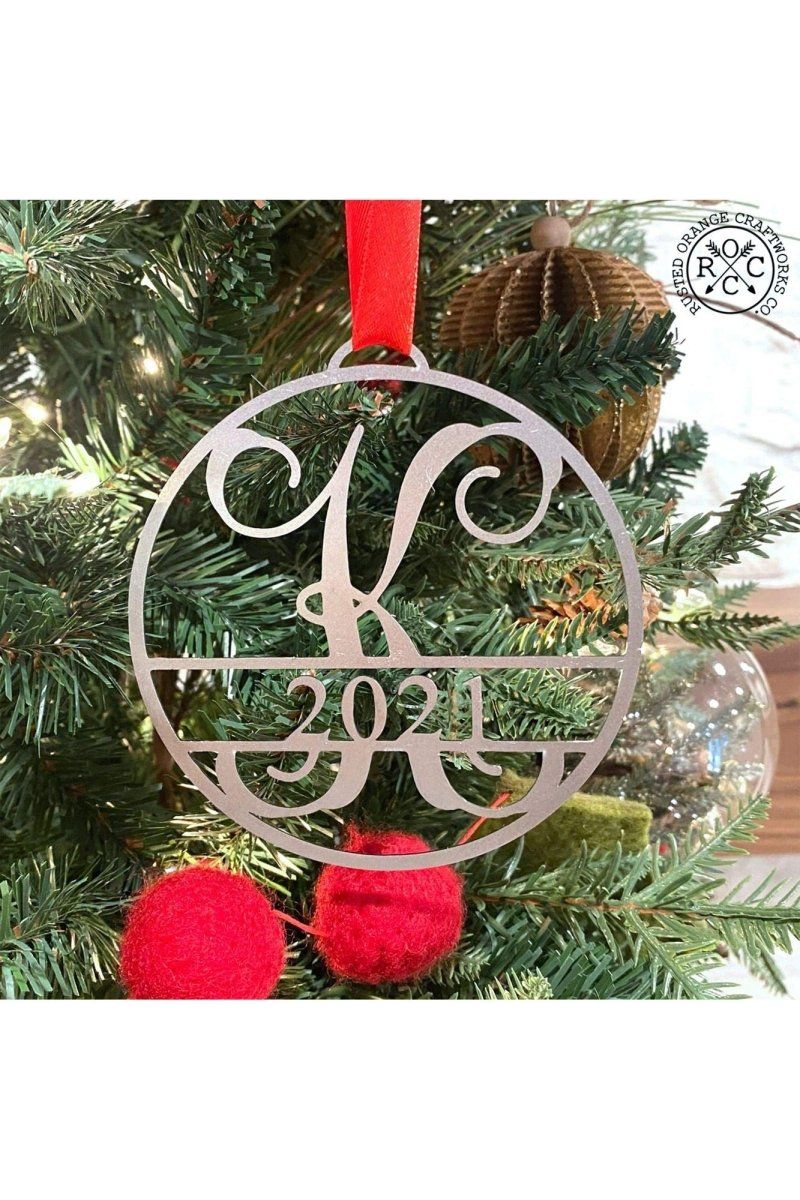 Shop For Circle Monogram Christmas Ornaments (5 Pk) at Michelle's aDOORable Creations