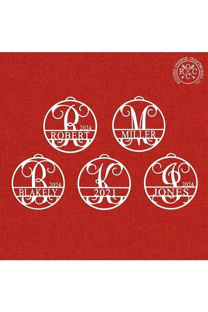 Shop For Circle Monogram Christmas Ornaments (5 Pk) at Michelle's aDOORable Creations