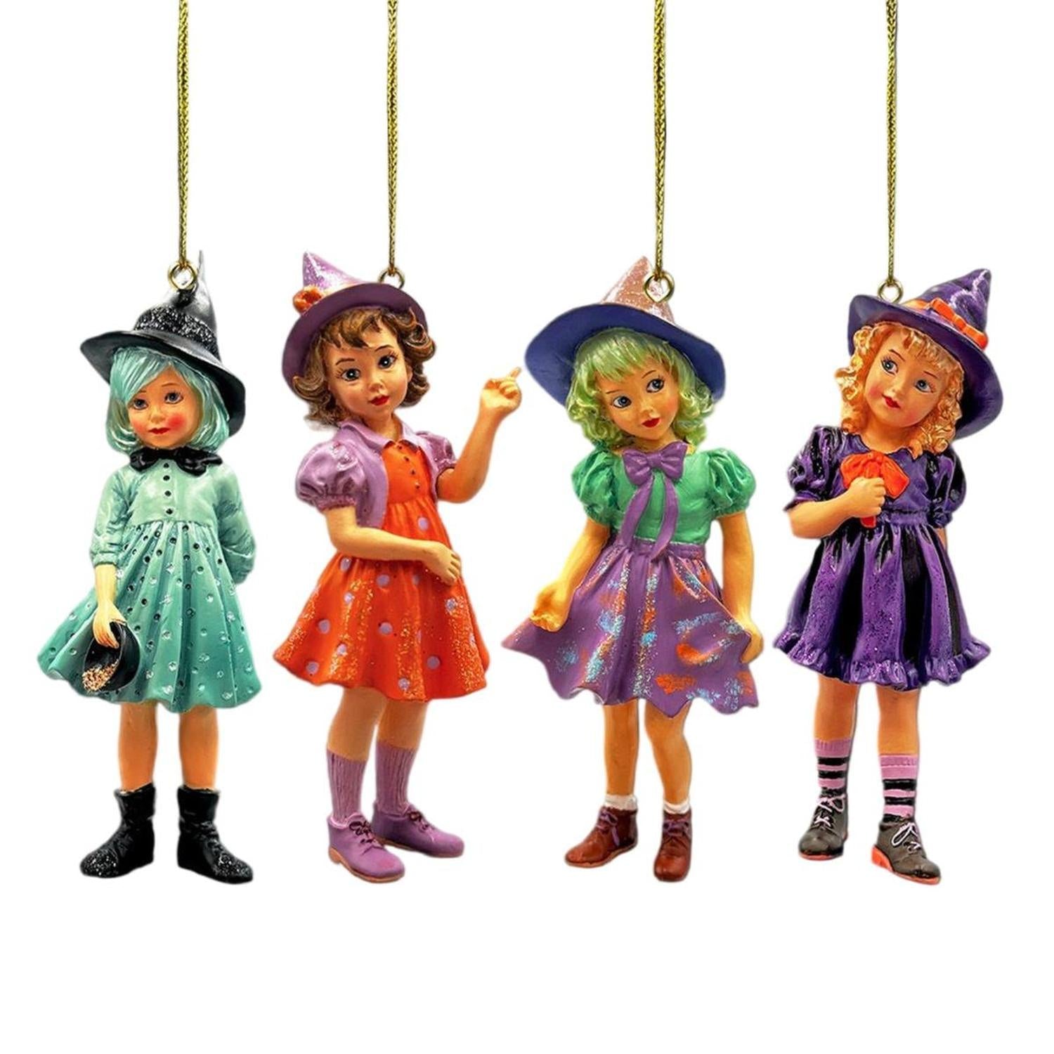 Halloween Victorian Little Witch Girls (Set of 4)