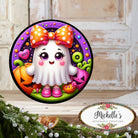 Shop For Colorful Cute Halloween Ghost Round Sign