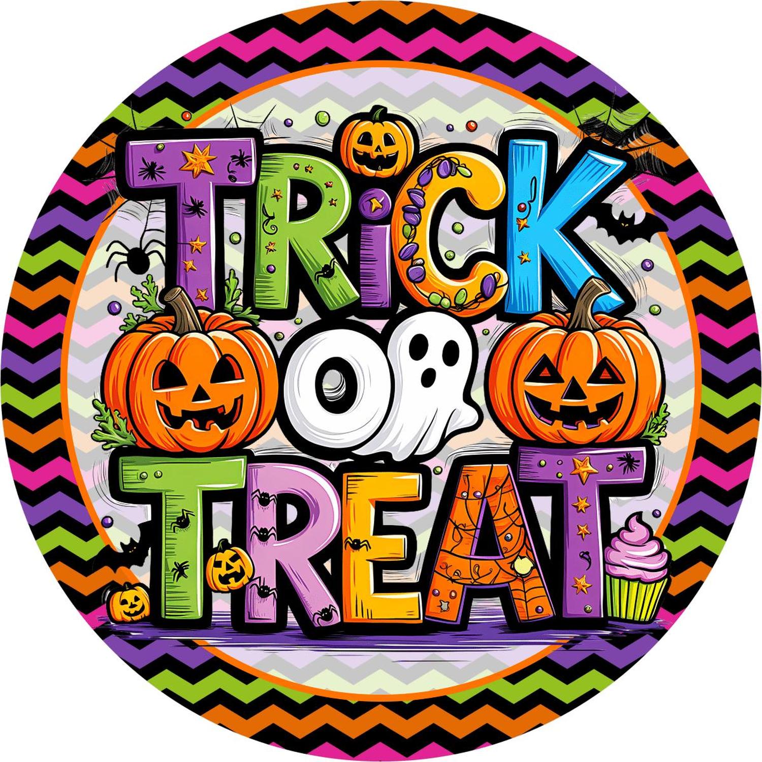Shop For Colorful Trick or Treat Round Sign