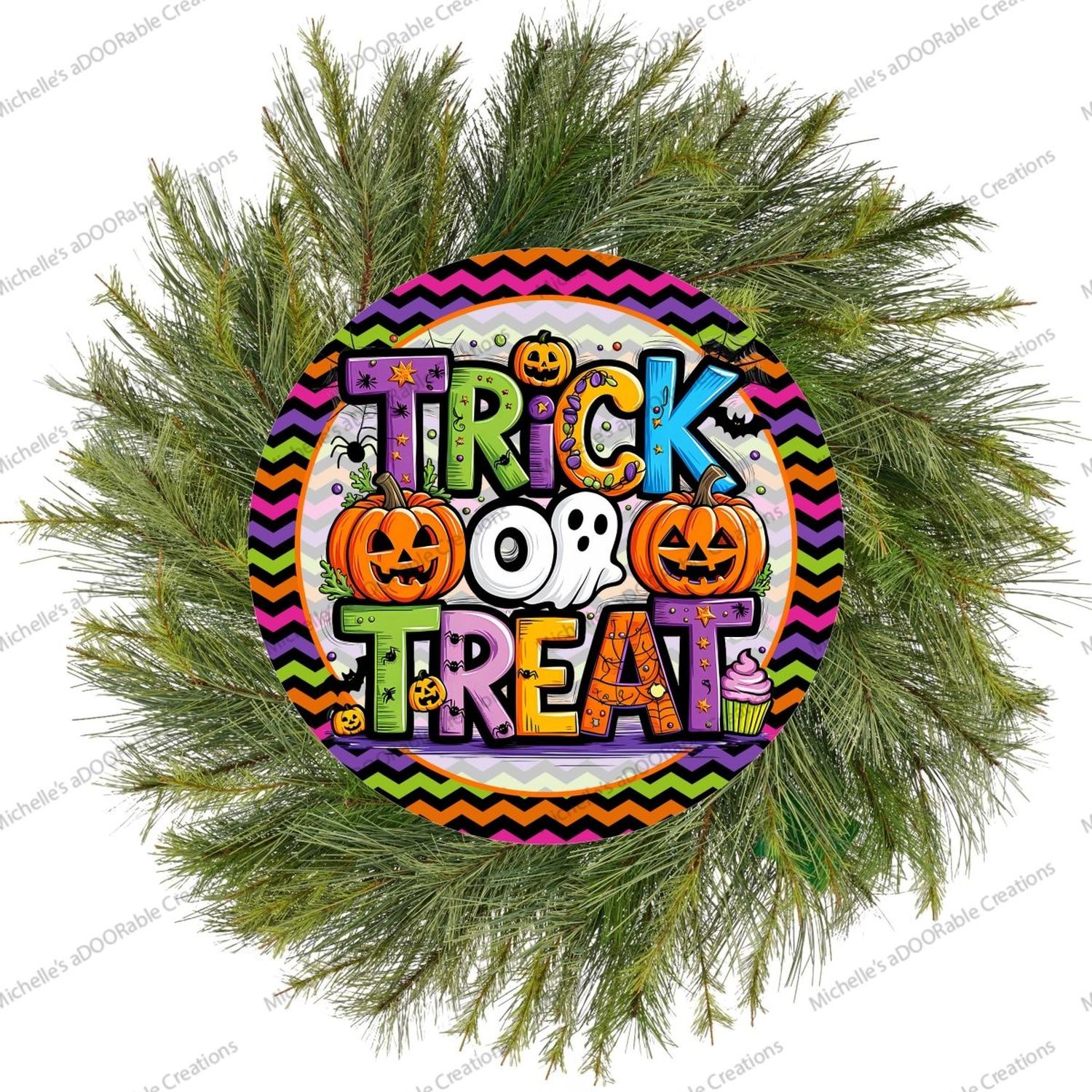 Shop For Colorful Trick or Treat Round Sign