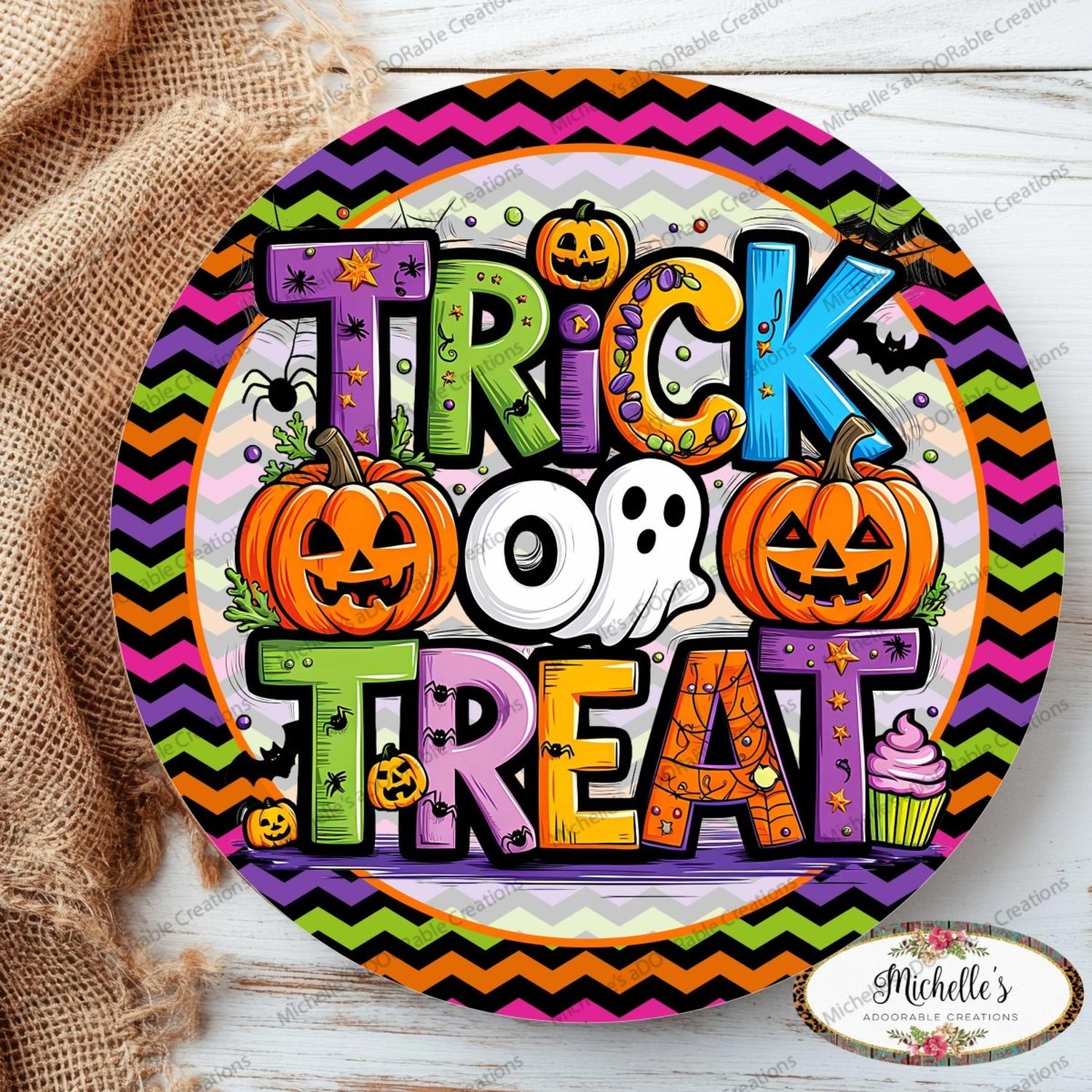 Shop For Colorful Trick or Treat Round Sign