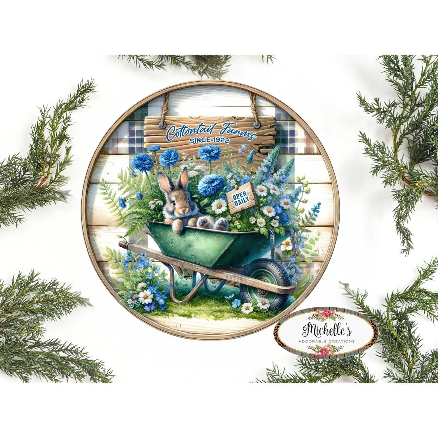 Shop For Cottontail Farms Blue Floral Bunny Metal Sign