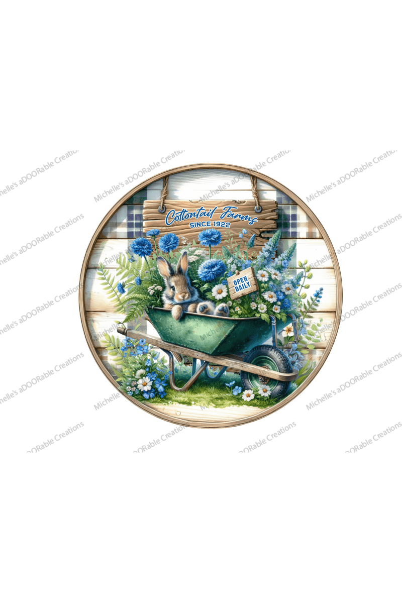 Shop For Cottontail Farms Blue Floral Bunny Metal Sign