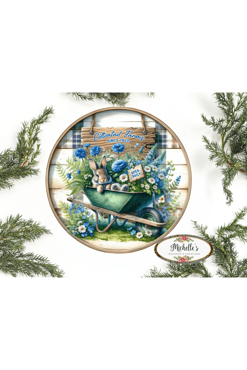 Shop For Cottontail Farms Blue Floral Bunny Metal Sign