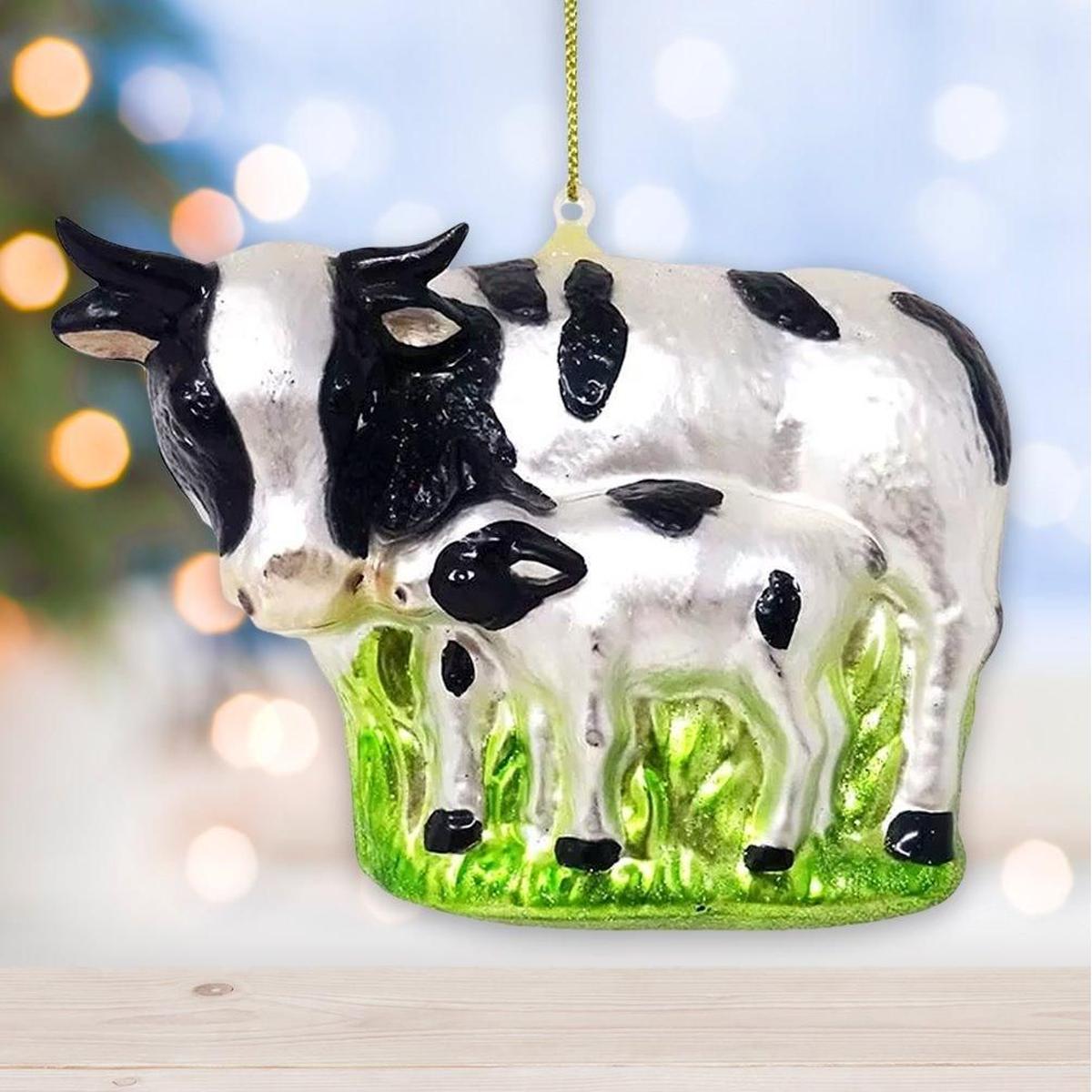 Shop For Cow and Calf Glass Christmas Ornament