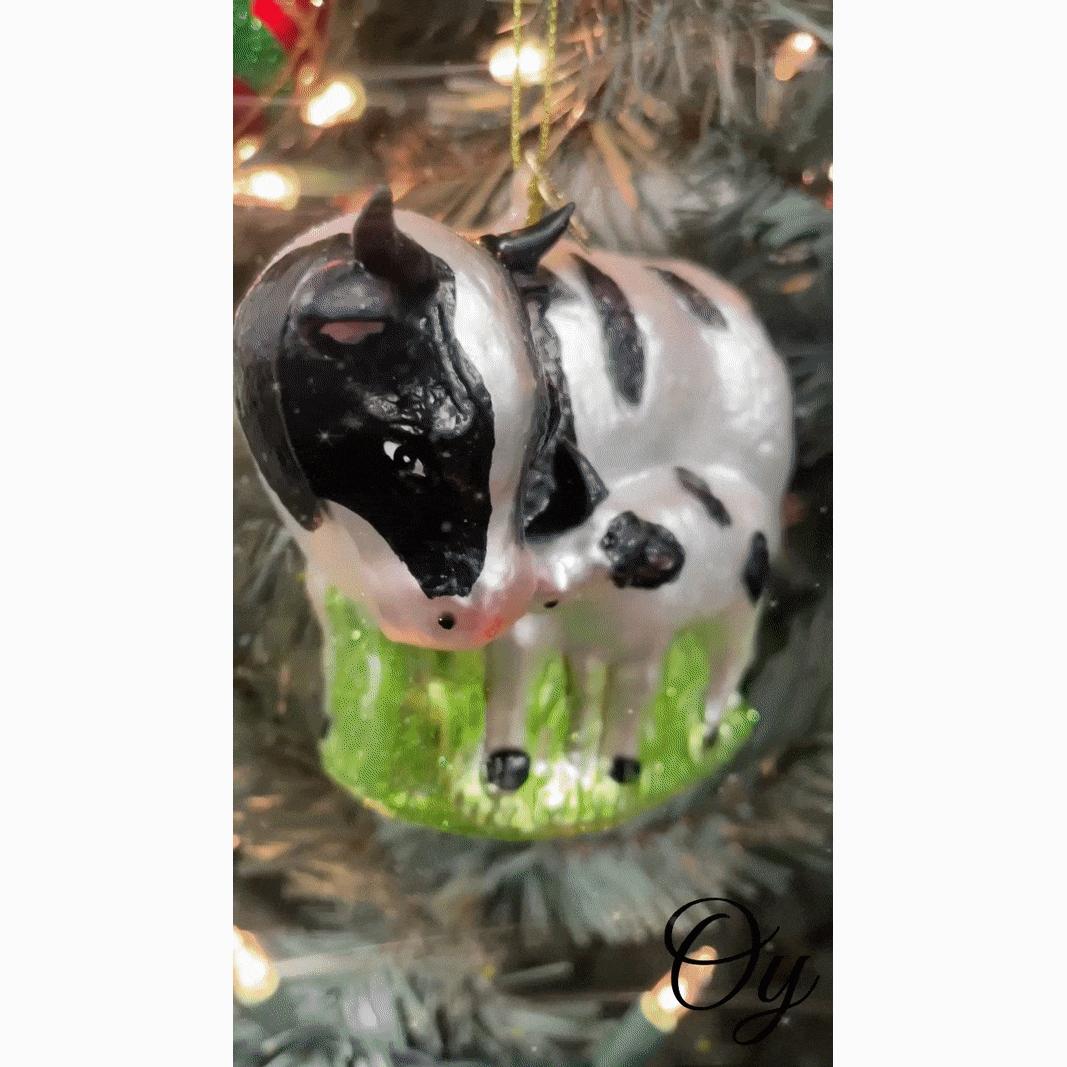 Shop For Cow and Calf Glass Christmas Ornament