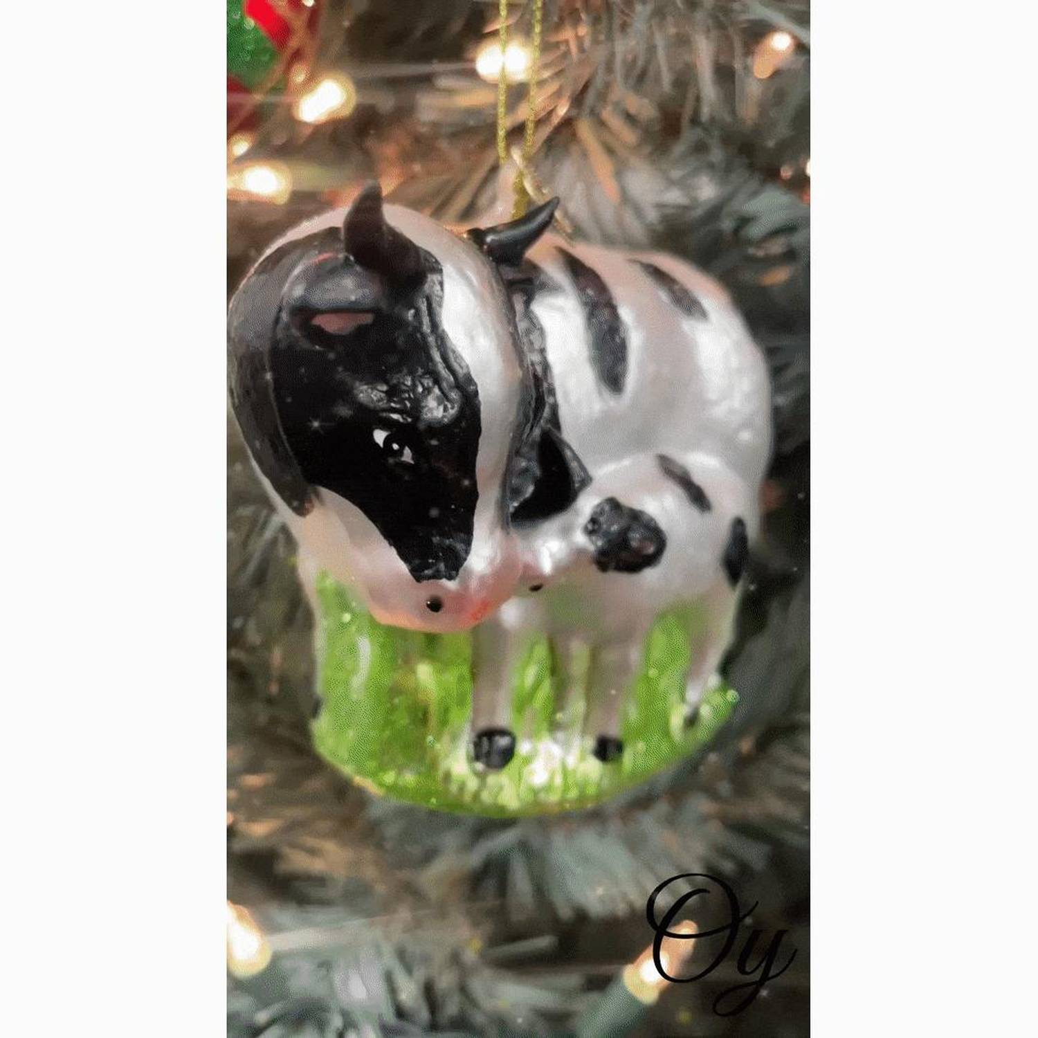 Shop For Cow and Calf Glass Christmas Ornament