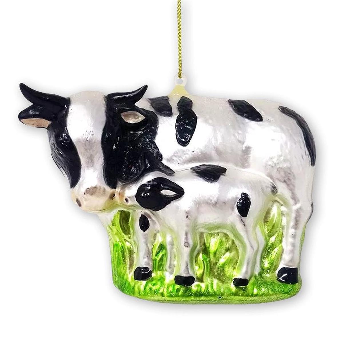 Shop For Cow and Calf Glass Christmas Ornament