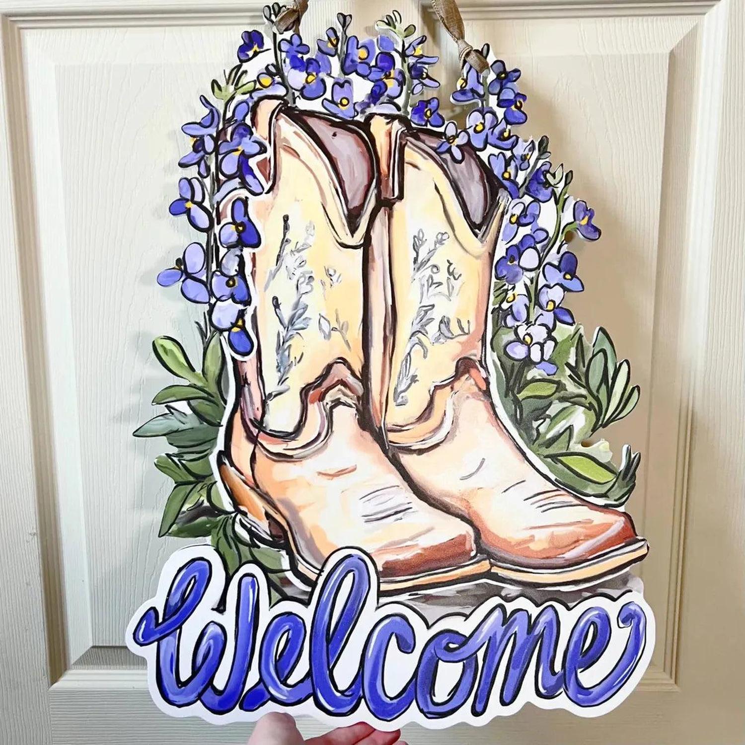 Shop For Cowboy Boot Bluebonnet Welcome Door Hanger