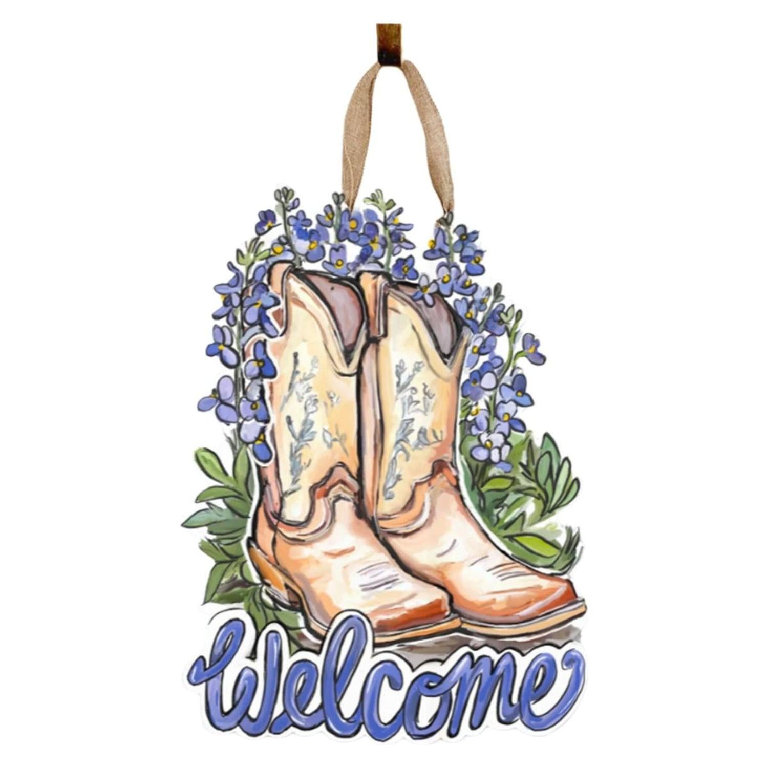Shop For Cowboy Boot Bluebonnet Welcome Door Hanger