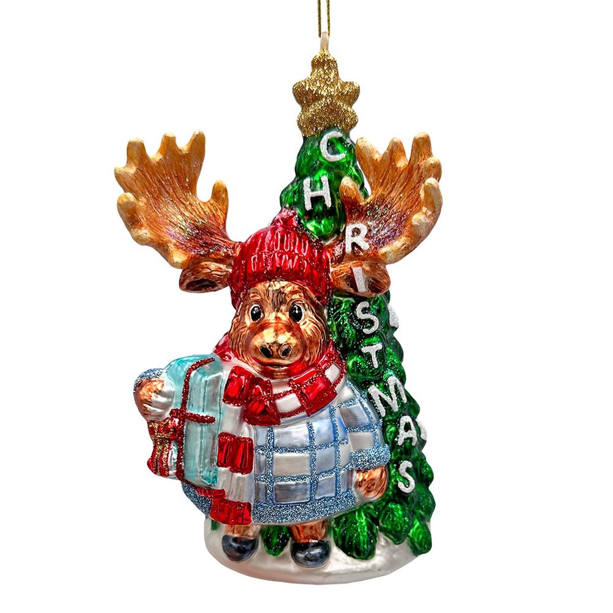 Shop For Cozy Sweater Moose Glass Ornament