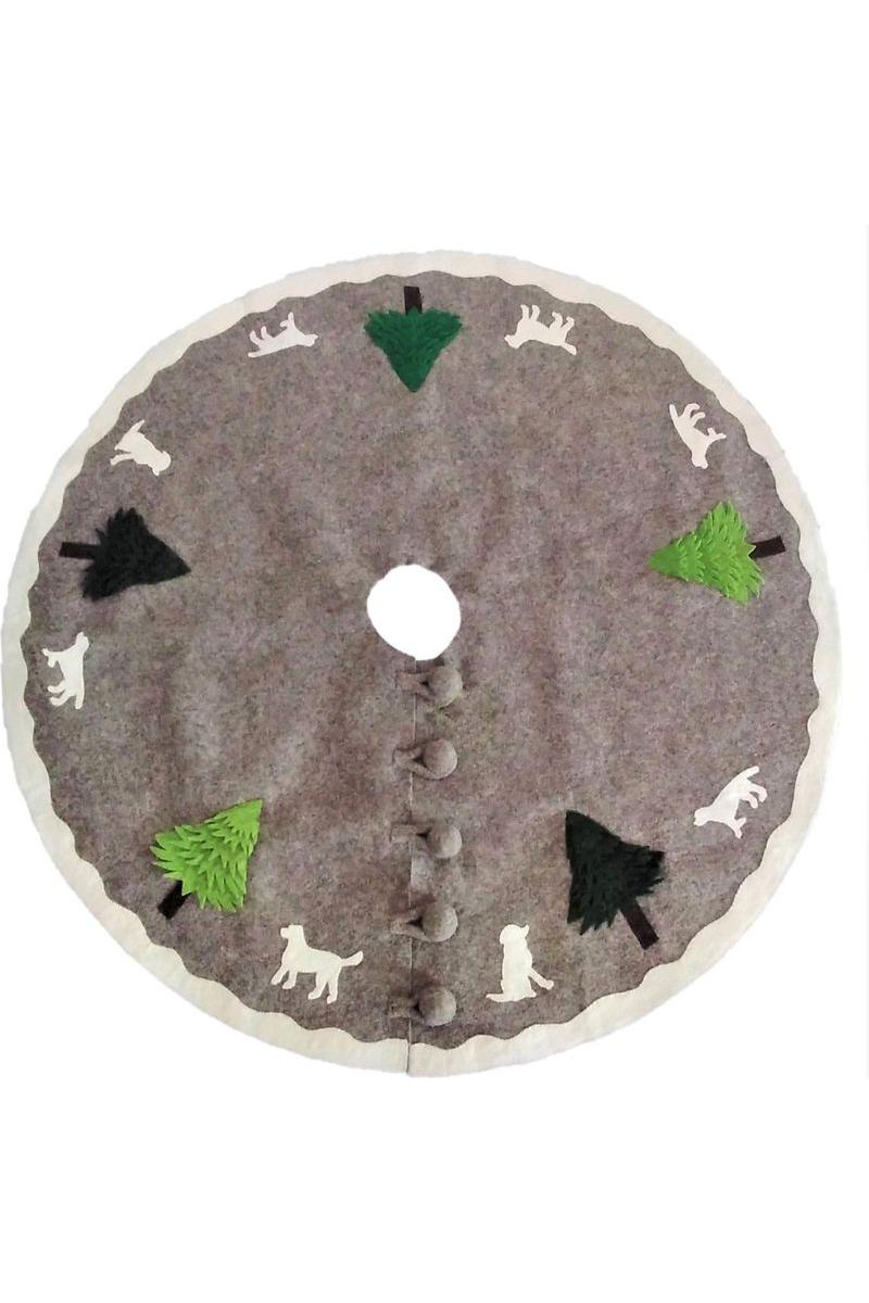 Shop For Cream Dogs and Green Trees Christmas Tree Skirt 72" at Michelle's aDOORable Creations